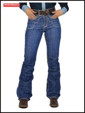 High Waist Bootcut Jeans Stretch Denim Five-Pocket